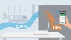 2.4GHz vs 5GHz home WiFi range comparison to help WhatsApp media download on WiFi